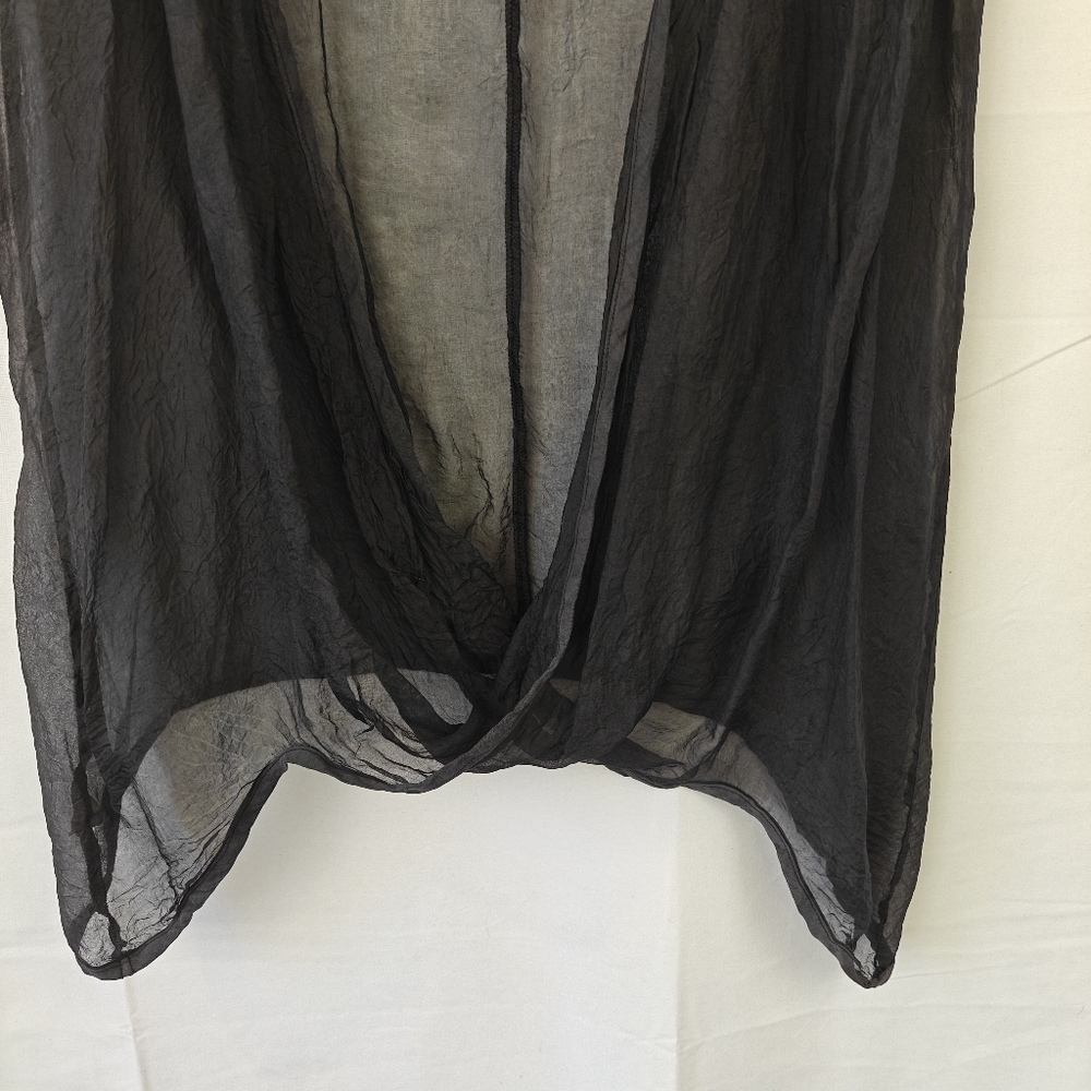 VTG Blue Fish Mesh Silk Navy Blue Boho Blouse Size 0 Women's - Picture 5 of 15